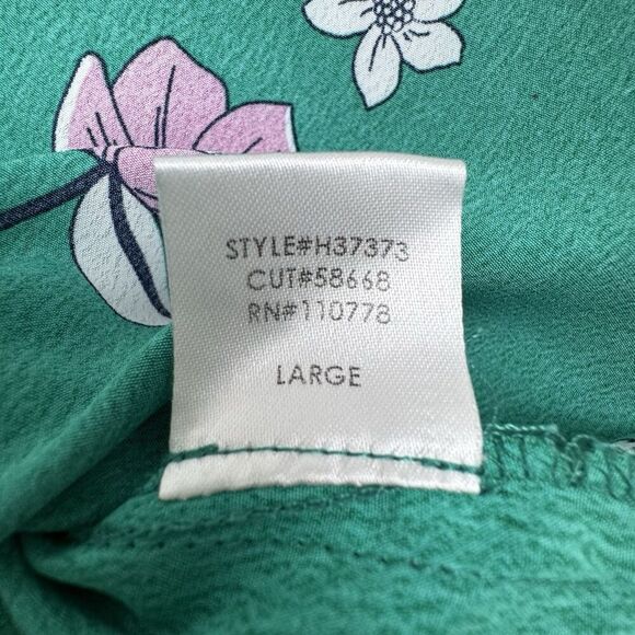 Anthropologie Azel Hazel Womens Floral Blouse Large Kelly Green Button Boxy - Picture 11 of 15